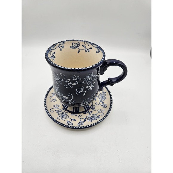 Temptations by tara Floral Lace Footed Mug and Saucer Blue and White‎ - Picture 7 of 9